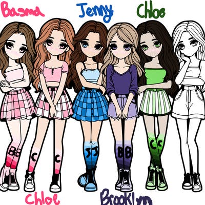 a group of girls realistic