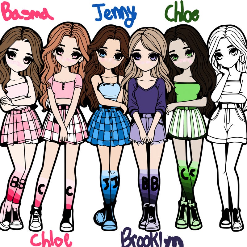 a group of girls realistic