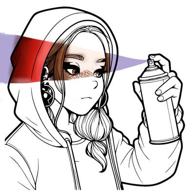 a realistic girl, spray painting