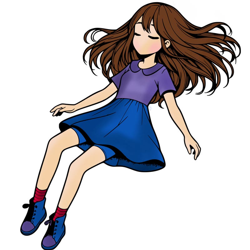 realistic girl floating