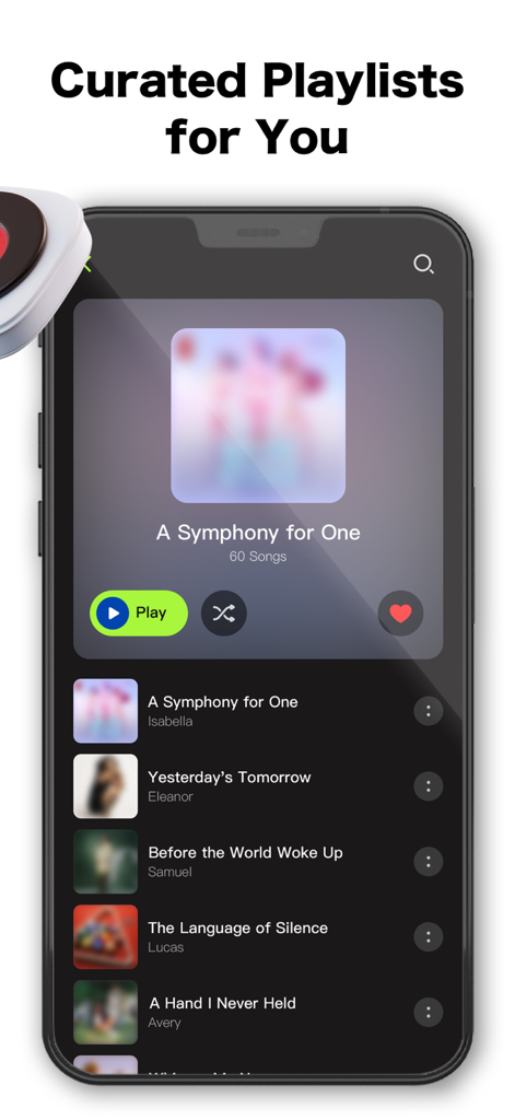 Offline Music Player # Mp3 - Una pantalla de listas de reproducción seleccionadas en la aplicación Reproductor de Música sin Conexión que presenta una lista titulada Una Sinfonía para Uno.