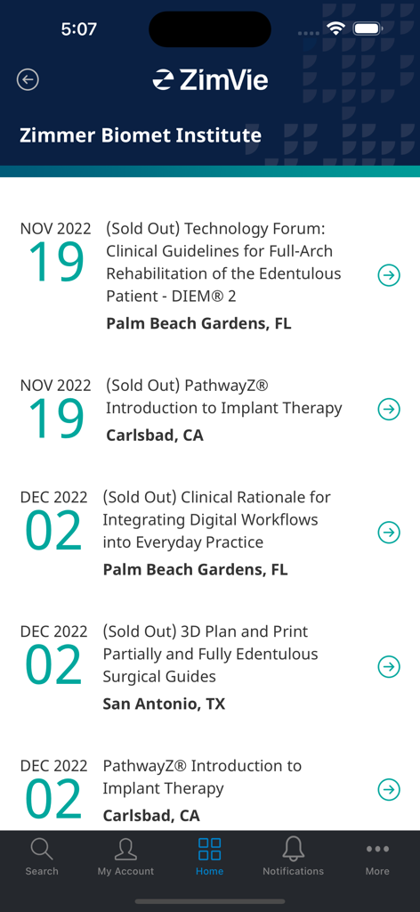 ZimVie Dental Education - A list of upcoming dental education courses and seminars from the ZimVie Institute including dates and locations