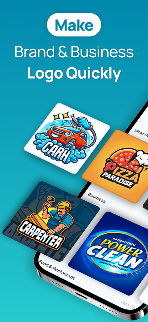 Logo Maker - Business Logo - Logo Maker app interface showcasing professional brand templates for different industries