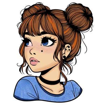 realistic girl with spacebuns