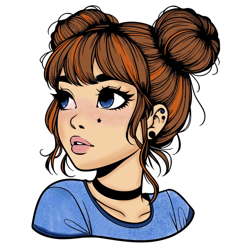 realistic girl with spacebuns