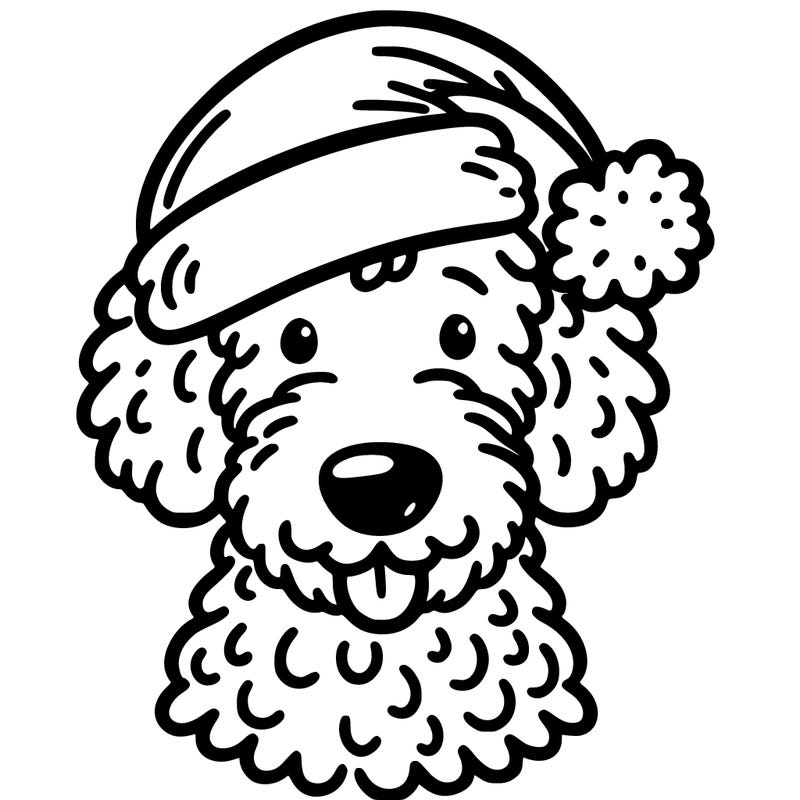golden doodle in christmas hat