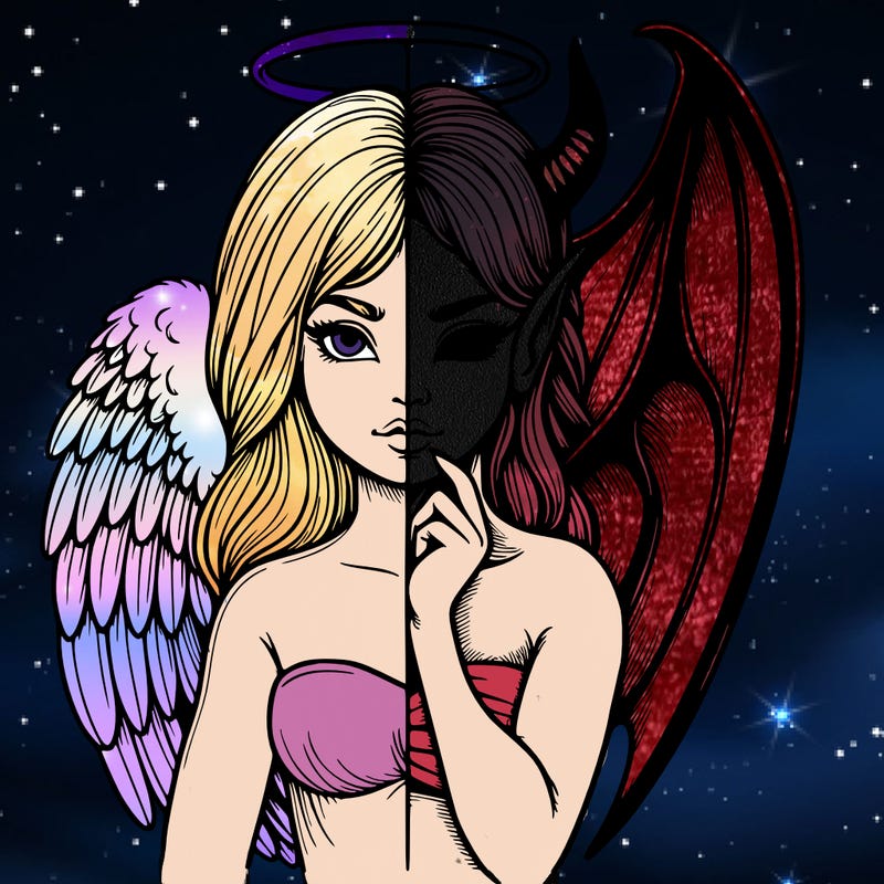 realistic angel half demon