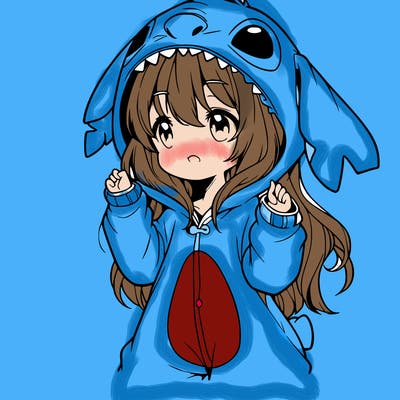 anime girl in a stitch onsie