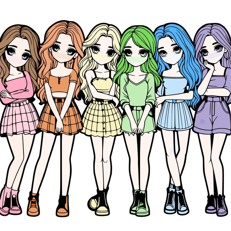 a group of girls realistic