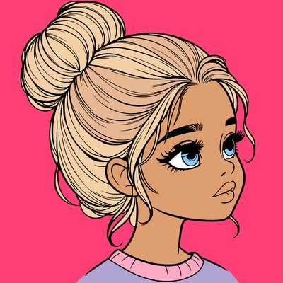 realistic girl with bun