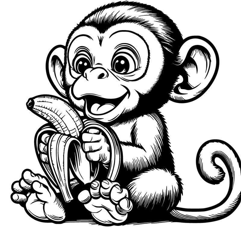 realistic monkey eating a banana