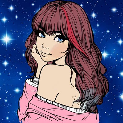 realistic girl with bangs looking over her shoulder