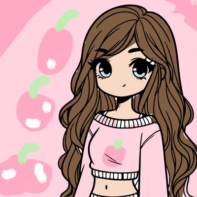 girl with long hair and a crop top with a sweater