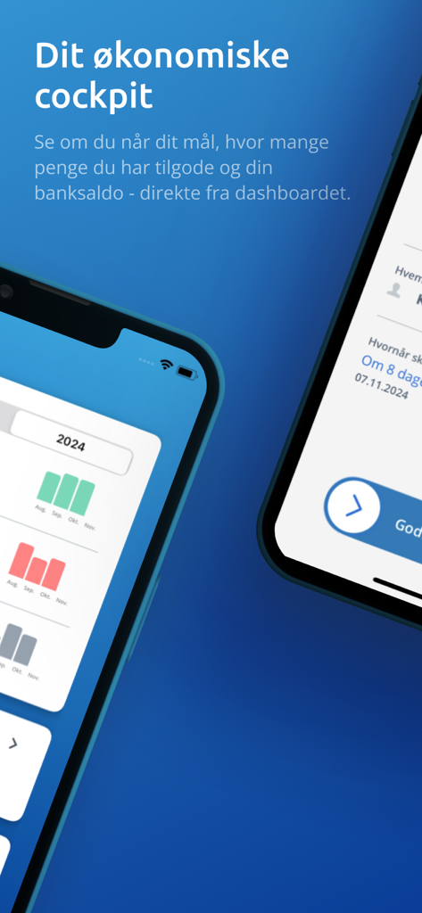 Dinero Regnskabsprogram - Mobile dashboard of Dinero accounting app showing financial charts and data