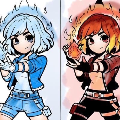 realistic girl with fire powers