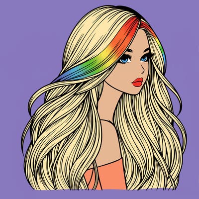 realistic girl with long realistic hair