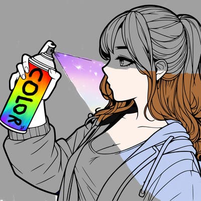 a realistic girl spray, painting