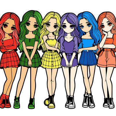 a group of girls realistic