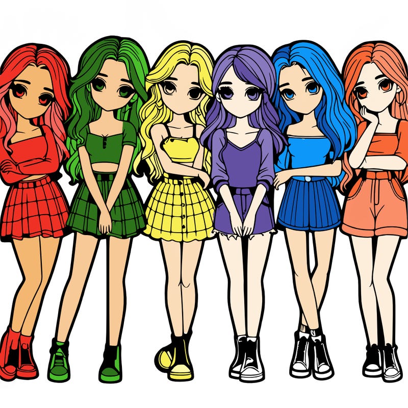 a group of girls realistic