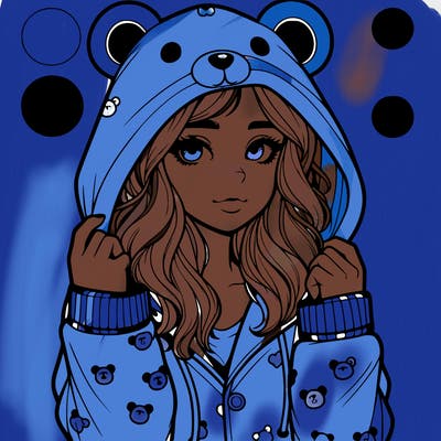 realistic girl in a animal pjs hoodie