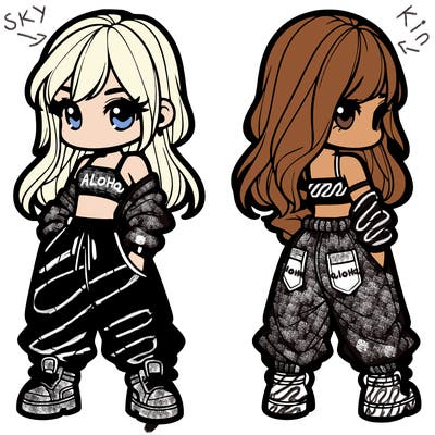 girl in crop top and baggy pants