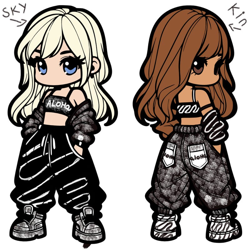 girl in crop top and baggy pants