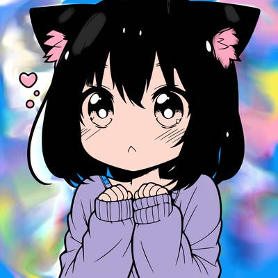 shy anime catgirl