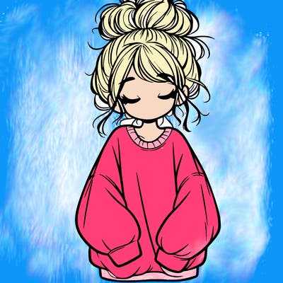 girl with baggy sweatshirt and messy bun