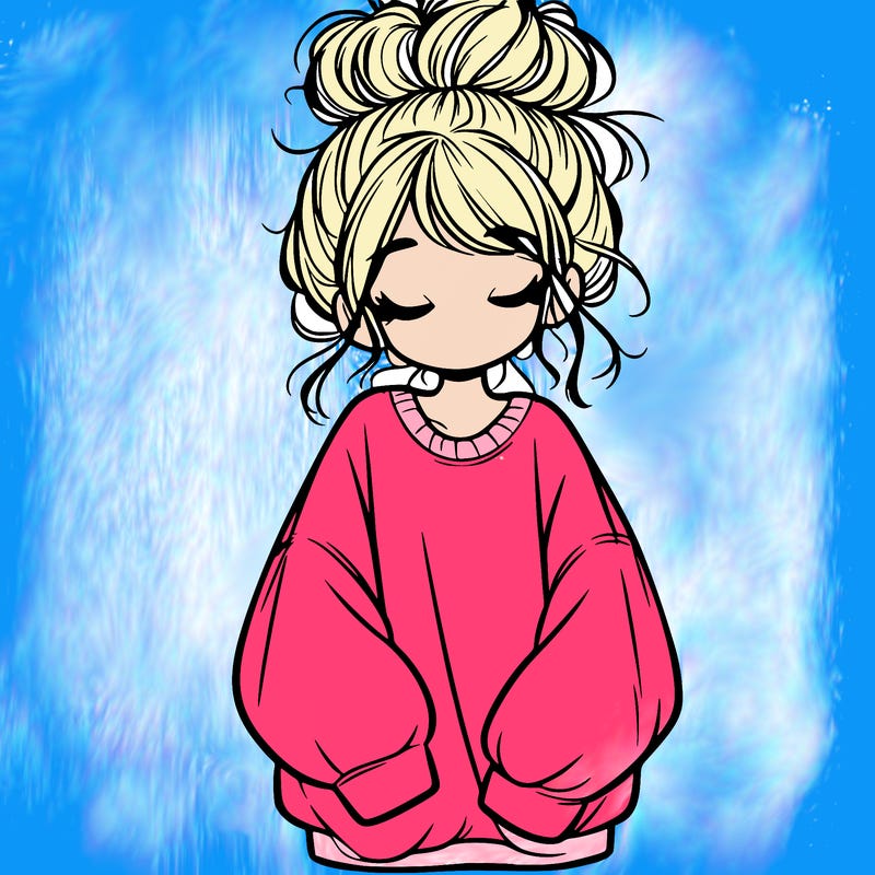 girl with baggy sweatshirt and messy bun