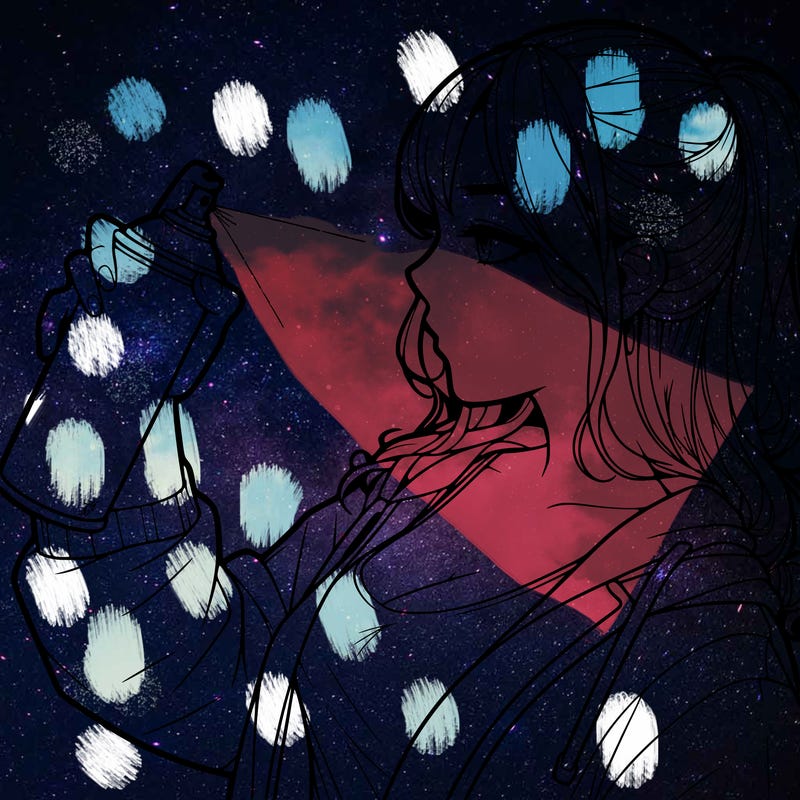 a realistic girl spray, painting