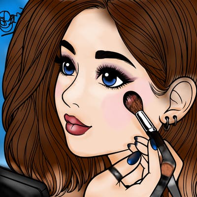 a realistic girl doing her makeup