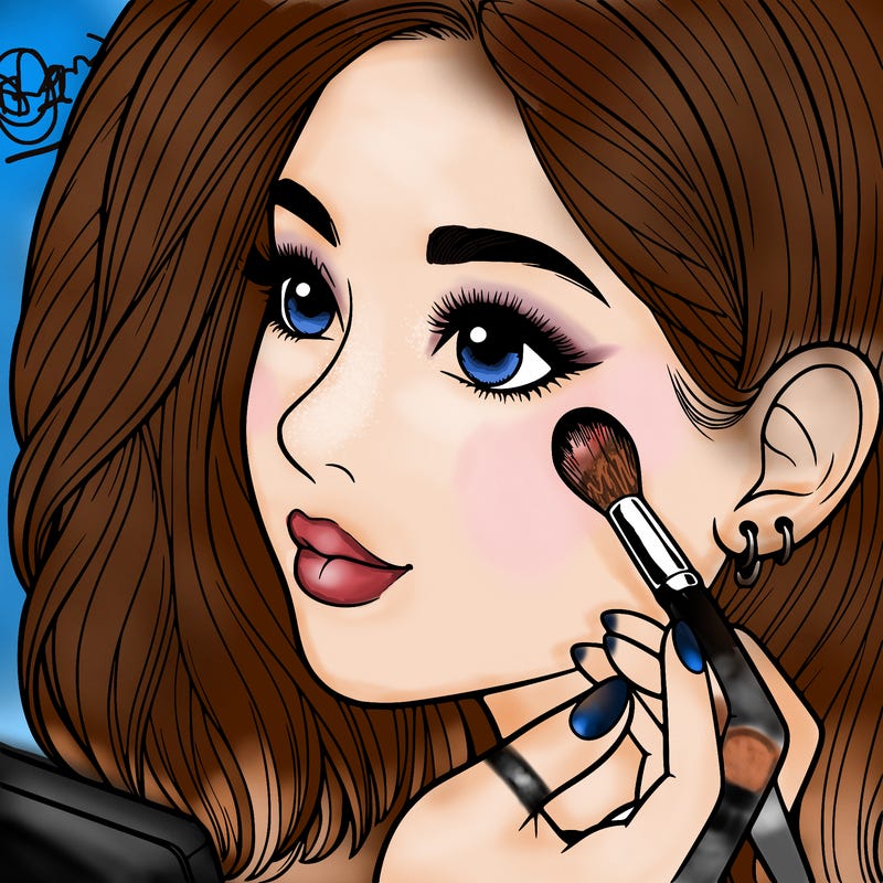 a realistic girl doing her makeup