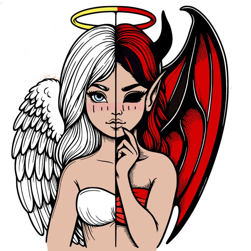 realistic angel half demon