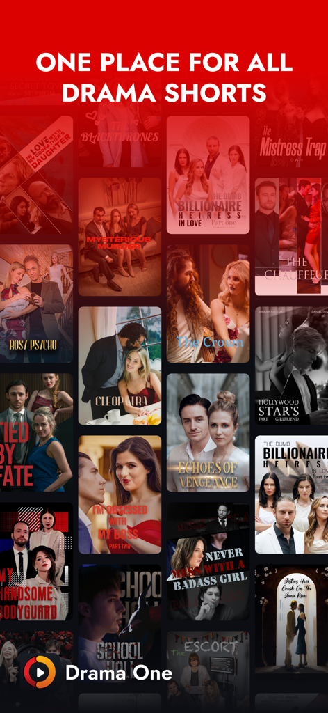 Drama One - Reel Shorts TV - A collection of short drama series posters on the Drama One app interface