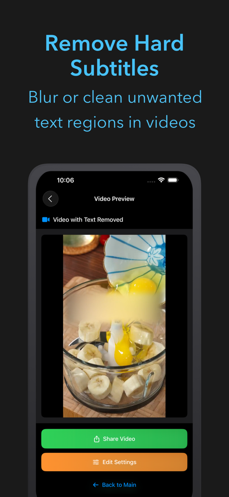 SnapOCR – Video Text Tool - SnapOCR app interface showing how to blur or remove hardcoded subtitles and unwanted text from videos.