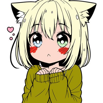 shy anime catgirl
