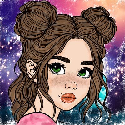 realistic girl with hair buns on her head