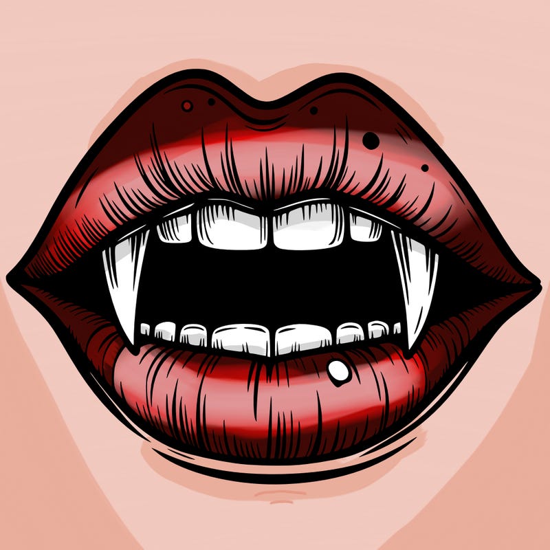 lips with vampire teeth