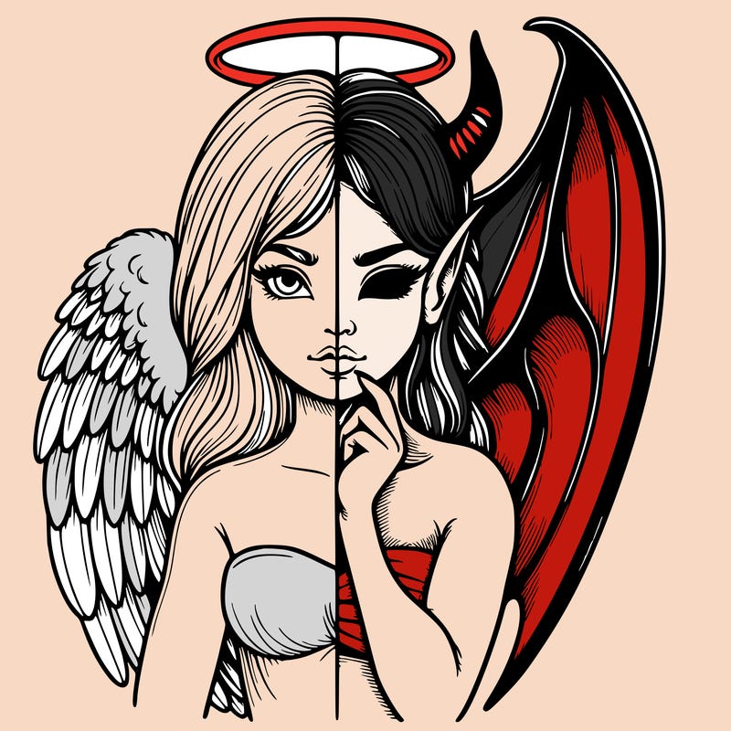 realistic angel half demon