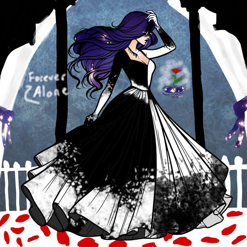 realistic woman with dress flowing in the wind