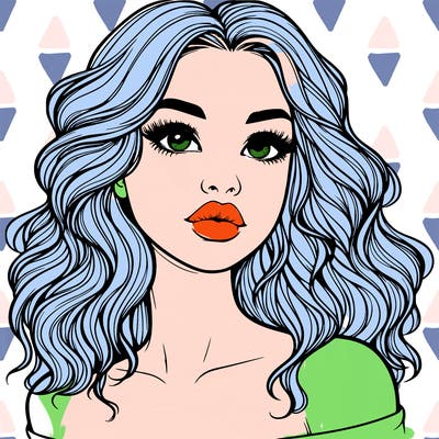 realistic girl with wavy hair and lips