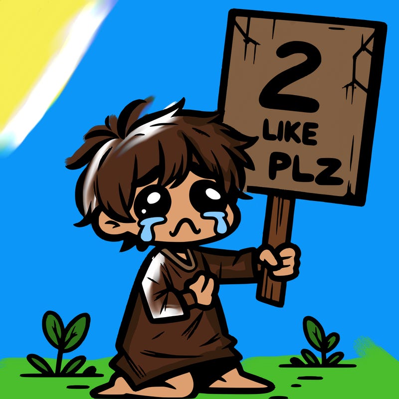 small poor toddler crying with sign that says 2 like plz