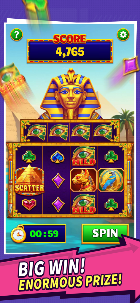 Nile Riches Reelst：Real Cash - Schermata di gioco di Nile Riches Reelst che mostra una slot machine a tema Antico Egitto con un Faraone e uno striscione di grande vincita