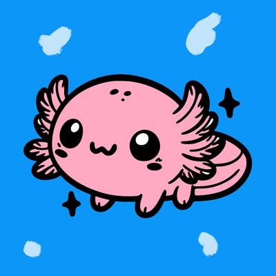 cute easy baby axolotl