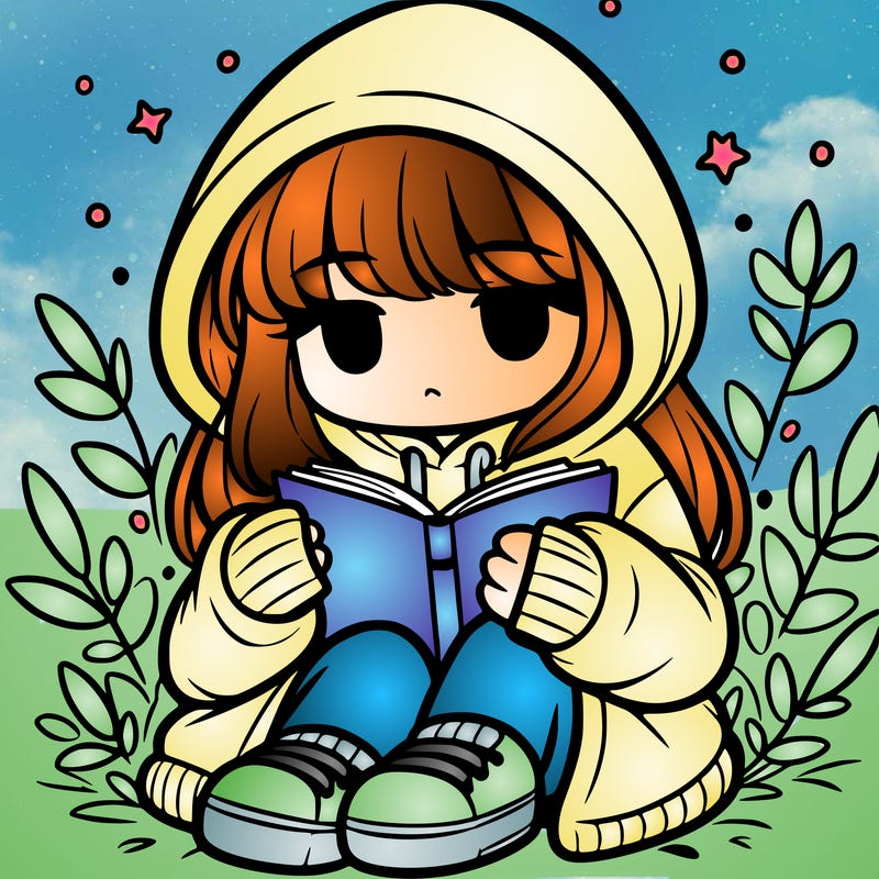 girl in oversized hoodie reading a book
