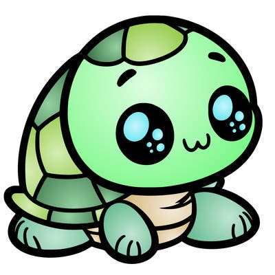 cute little animated turtle