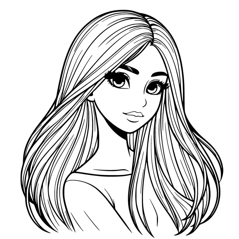 realistic girl with long hair and a face