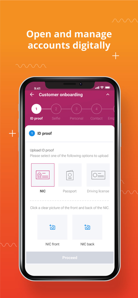 Genie - Genie app digital onboarding screen for secure ID verification and account opening.