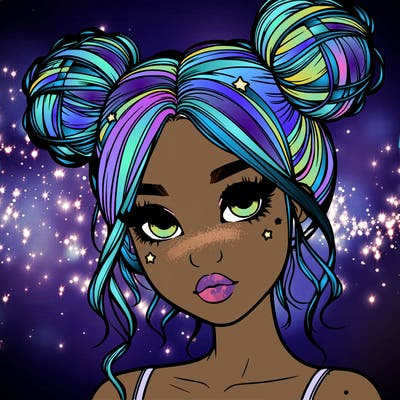realistic girl with space buns