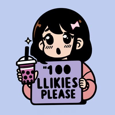 girl holding boba while saying 100 likes please